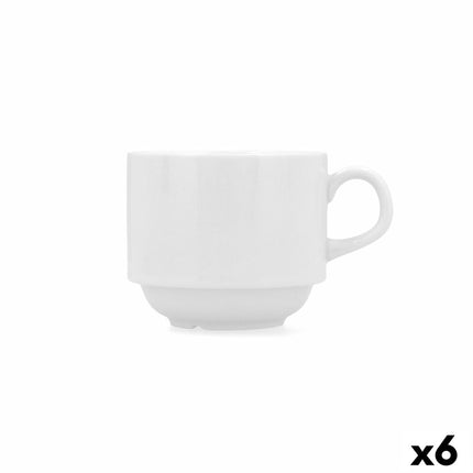 Teacup Bidasoa Glacial White Ceramic 250 ml (6 Units) (Pack 6x)