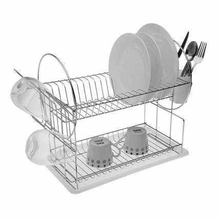 Draining Rack for Kitchen Sink Versa Plates White Double Steel Iron polypropylene (23,5 x 36 x 42,5 cm) - seggiliving