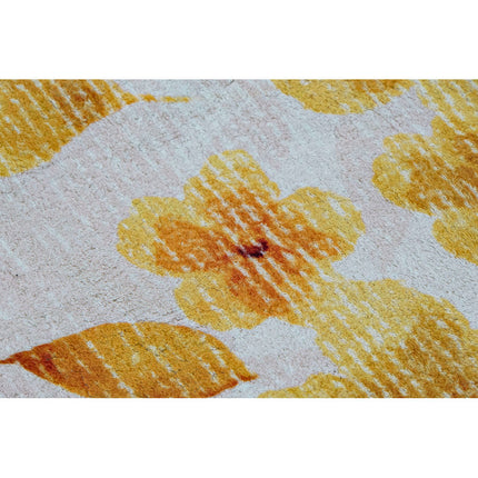 Carpet DKD Home Decor Yellow White Polyester Cotton Flowers (200 x 290 x 0.5 cm) - seggiliving